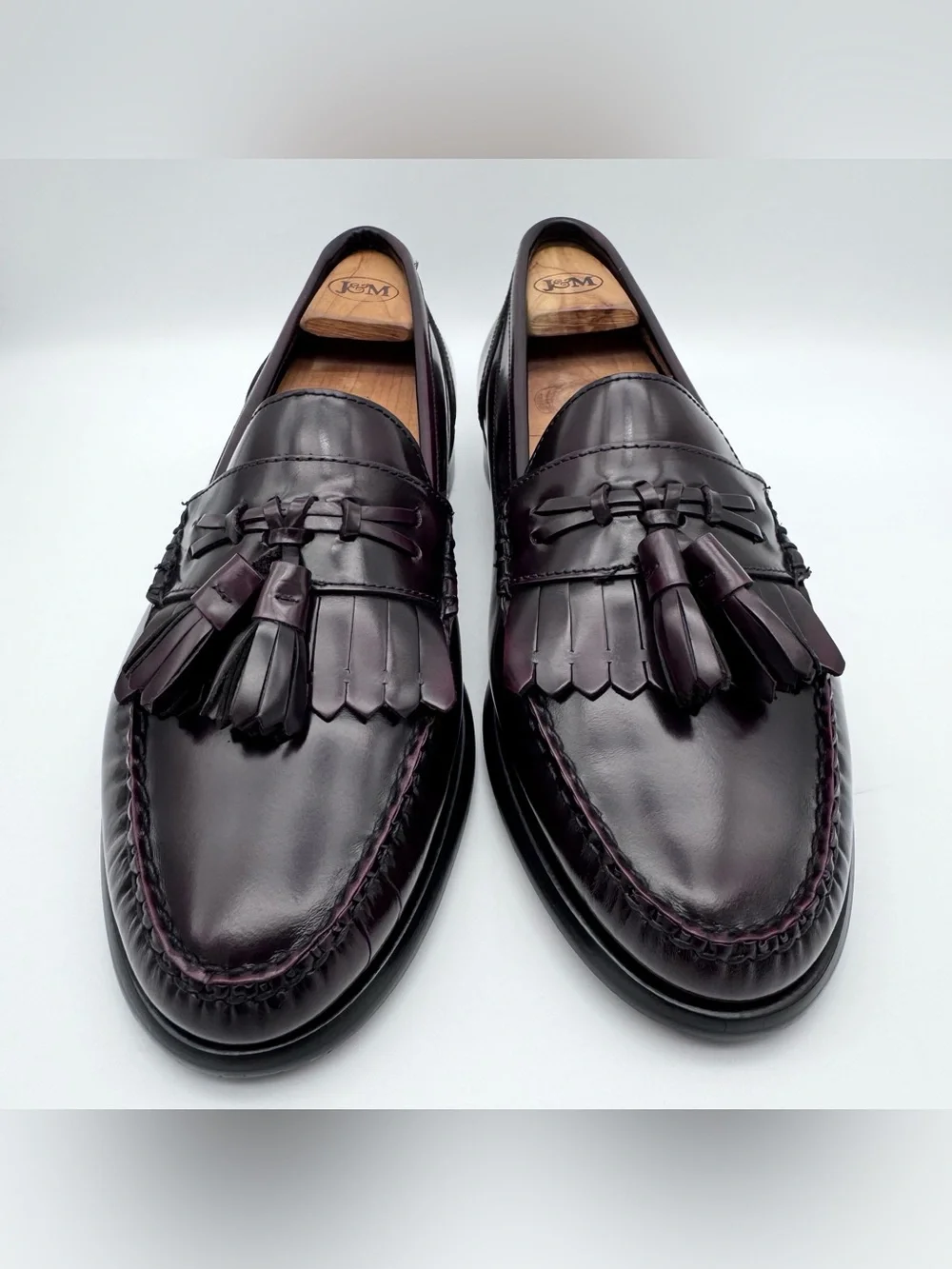 G.H. Bass & Co Jeffrey Burgundy Leather Tassel Loafers Men's Size 9 W Dress Shoe